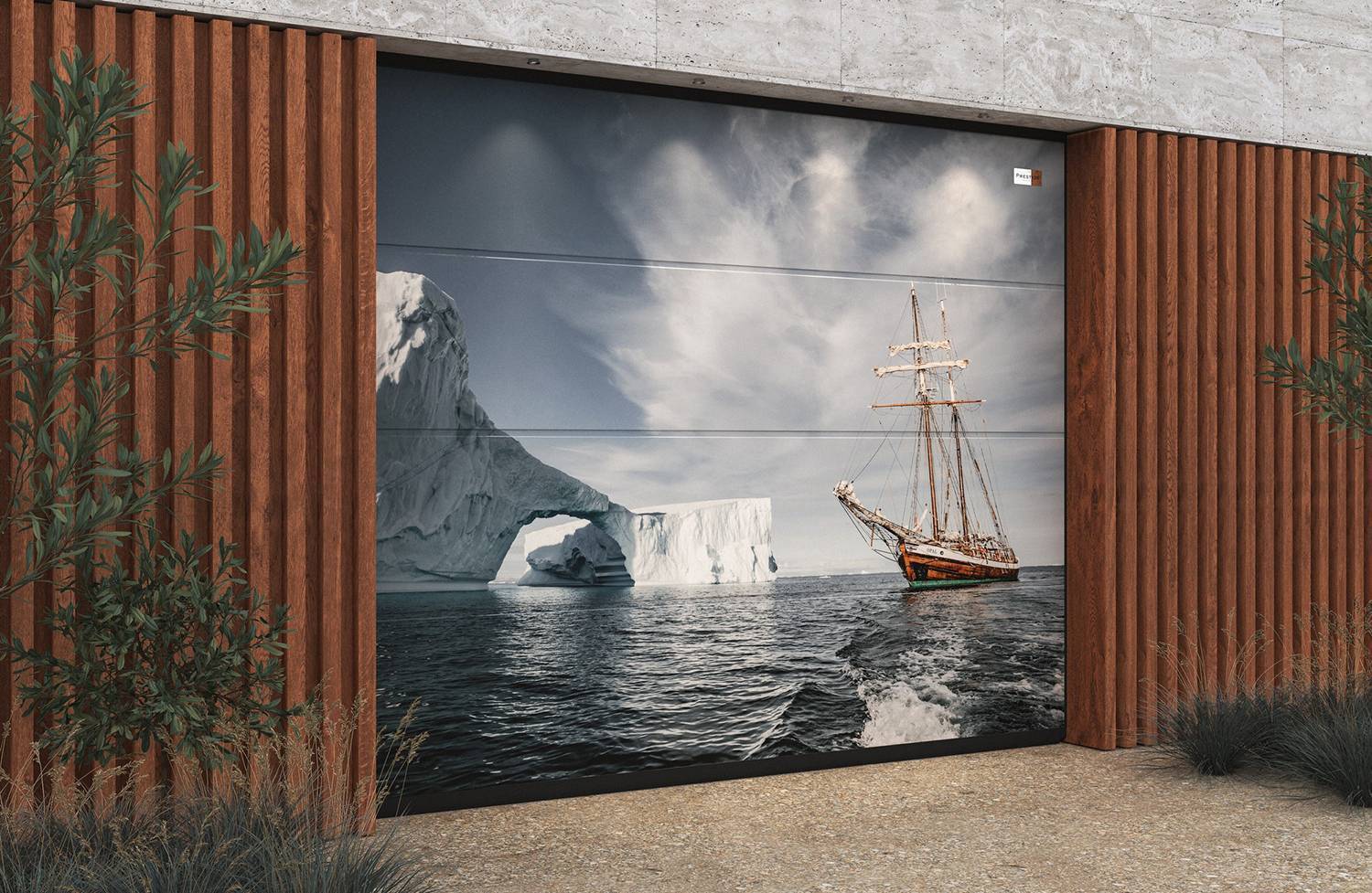 Секционные ворота с фотопечатью