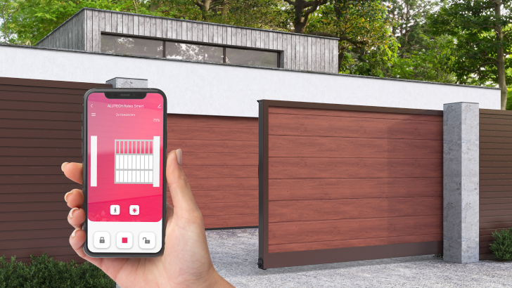 Умный привод для откатных ворот ALUTECH Roteo RTO-1000MKIT-Sm + проводные фотоэлементы LM-L + Wi-fi модуль WM-Sm